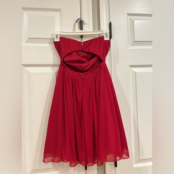 Strapless Red Rhinestone Dress - Picture 3 of 11